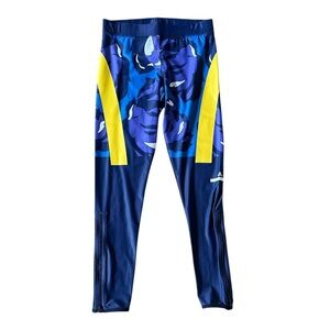 STELLA MCCARTNEY w/ Adidas blue/yellow/purple zip ankle yoga athletic leggings S